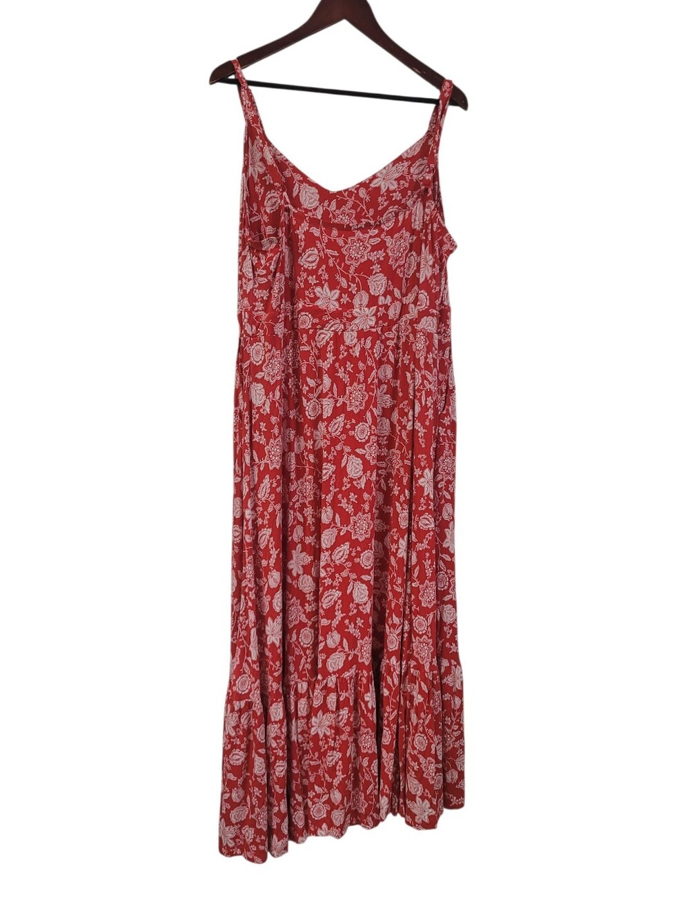 NWOT Torrid 3 Red Floral Maxi Dress with Spaghetti Straps Adjustable Size 3X - Picture 4 of 6